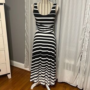Athleta Black/White Striped Maxi Dress